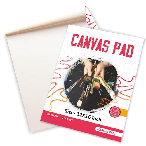 True Flair 100% Cotton Canvas Pad for Painting, 10 Sheets Pure White, Best for Acrylic & Oil Painting (12 x 16 inch) - Image 1