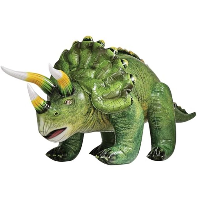 Jet Creations Triceratops Inflatable 51" Lx30 H, Ages 3+ Dinosaur Toy  Party Decoration, Pool Play, Yard Display, Jurassic Themed Photo Prop, VBS, Forest Green, 1 pc - Image 4