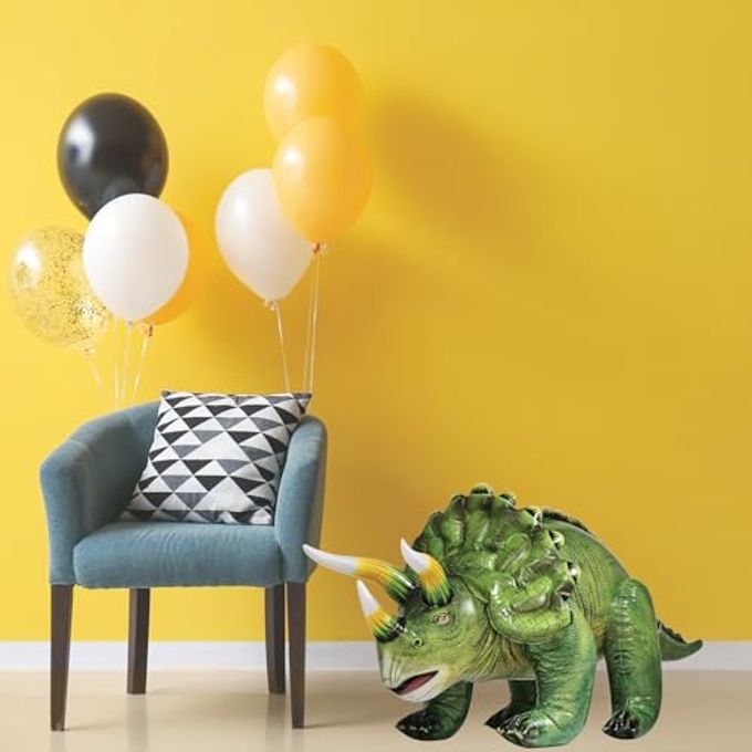 Jet Creations Triceratops Inflatable 51" Lx30 H, Ages 3+ Dinosaur Toy  Party Decoration, Pool Play, Yard Display, Jurassic Themed Photo Prop, VBS, Forest Green, 1 pc - Image 3
