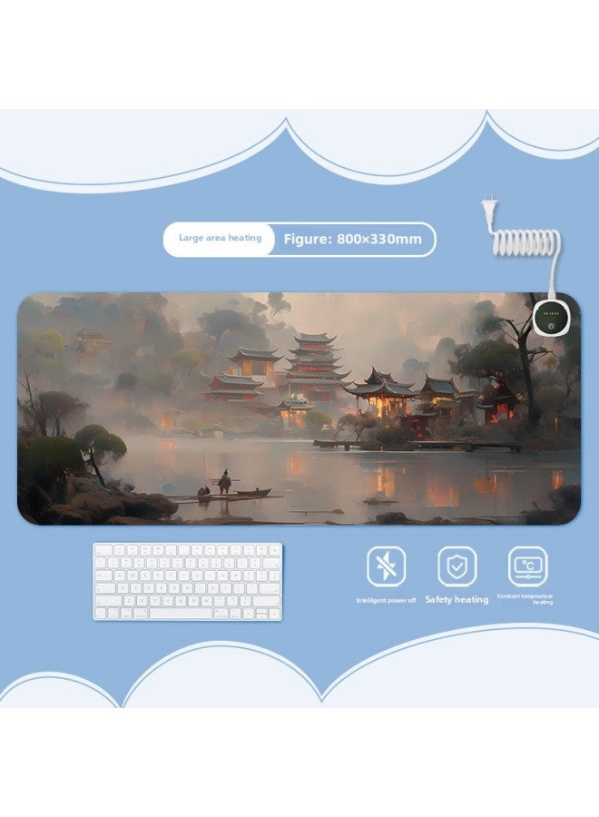 Ink Landscape Heating Heating Pad Warm Table Mat Office Computer Desktop Heating Mouse Pad-Color:700x330mm-Pattern:Jr-ink Scenery 104  - Image 1