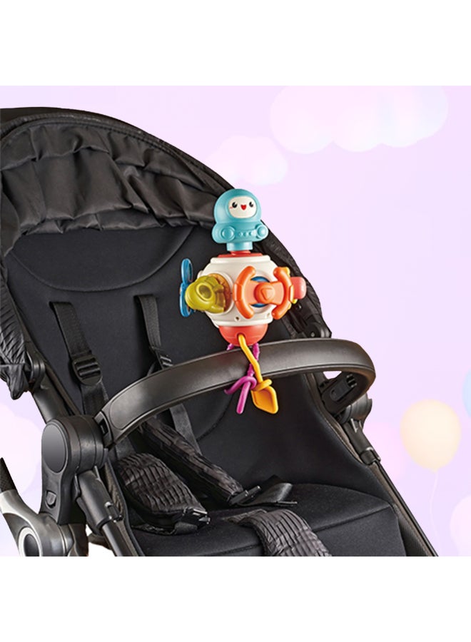 COGNIKIDS لعبة مكعب الفضاء المشغول 8 في 1 للأطفال الصغار – لعبة فidget حسية من مونتيسوري مع تروس، خيط سحب، صاروخ، دوّار وأزرار صوتية | لعبة تعليمية لتحسين المهارات الحركية الدقيقة للسفر وعربة الأطفال - Image 4