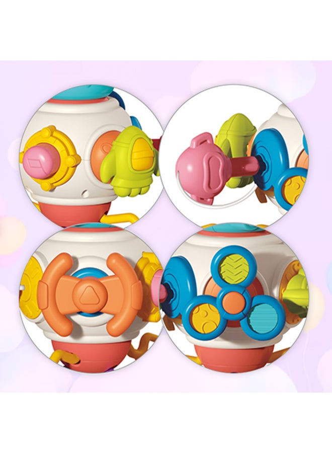 COGNIKIDS لعبة مكعب الفضاء المشغول 8 في 1 للأطفال الصغار – لعبة فidget حسية من مونتيسوري مع تروس، خيط سحب، صاروخ، دوّار وأزرار صوتية | لعبة تعليمية لتحسين المهارات الحركية الدقيقة للسفر وعربة الأطفال - Image 3