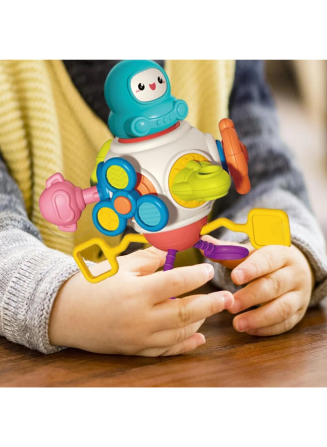 COGNIKIDS لعبة مكعب الفضاء المشغول 8 في 1 للأطفال الصغار – لعبة فidget حسية من مونتيسوري مع تروس، خيط سحب، صاروخ، دوّار وأزرار صوتية | لعبة تعليمية لتحسين المهارات الحركية الدقيقة للسفر وعربة الأطفال - Image 5