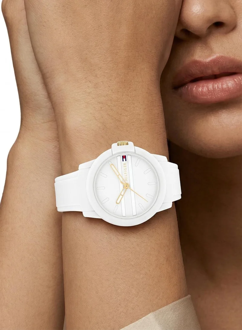 TOMMY HILFIGER  Womens Analog Quartz Watch With White Silicone Bracelet - 1782687 for Women | Best Price UAE