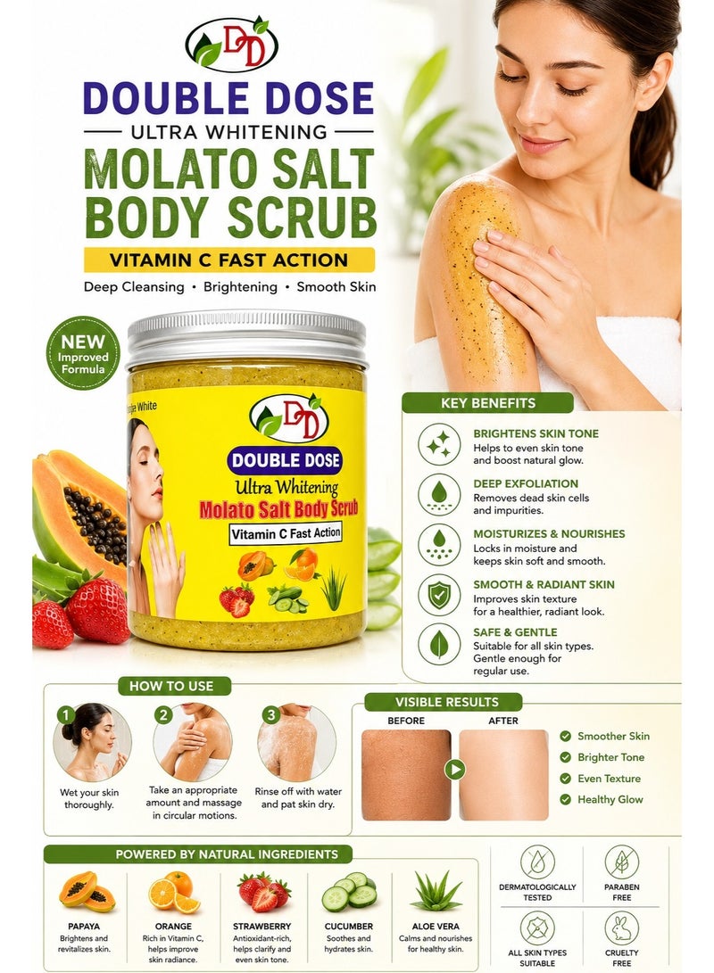 DOUBLE DOSE Ultra Whitening Molato Salt Body Scrub Vitamin C Fast Action 580 g - Image 4