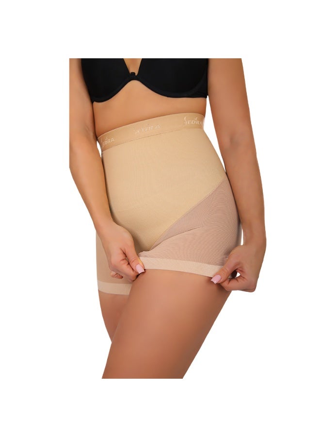 Sedra Shapely High-waisted women's shapewear shorts for slimming and tummy control, seamless shapewear with comfortable compression to define the waist and thighs, soft and discreet design under clothing, beige - Image 1