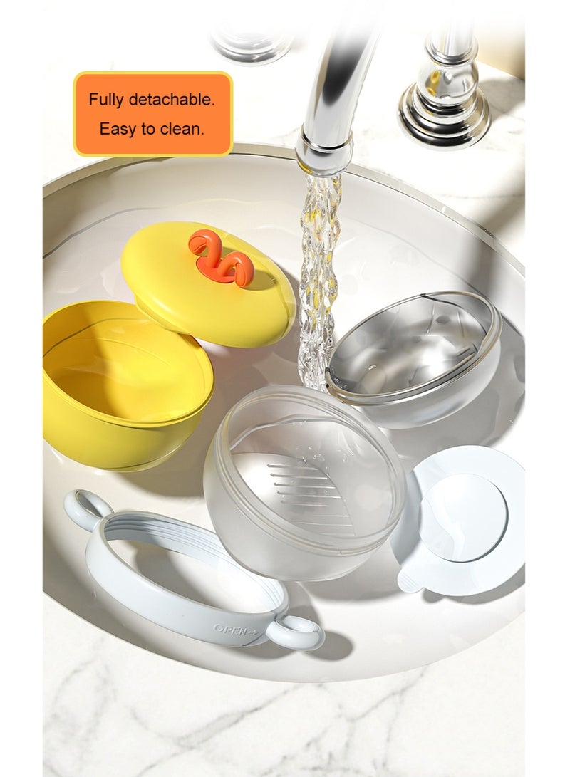 Temperature-Sensitive Stainless Steel Baby Bowl Set, Water Filled And Insulated, Drop And Scald Resistant, Fork And Spoon Included,Yellow