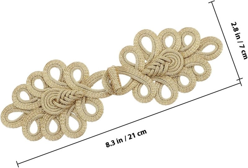 ABOOFAN 2pcs Chinese Frog Buttons Closure Knot Buttons for Cloak Coats Fasteners, Gold Color, Traditional Sewing Notions for Costume and Cheongsam Decoration - Image 2