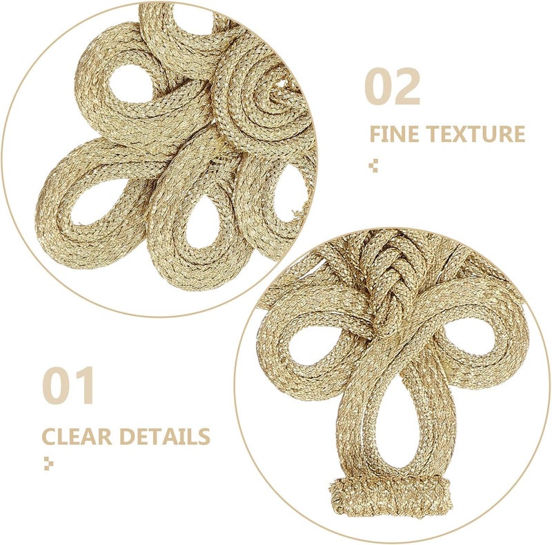 ABOOFAN 2pcs Chinese Frog Buttons Closure Knot Buttons for Cloak Coats Fasteners, Gold Color, Traditional Sewing Notions for Costume and Cheongsam Decoration - Image 3