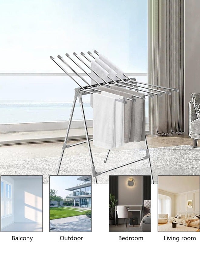 Taimi Drying Shelf Is Made Of Stainless Steel Foldable With A Tube Installed In The End To Install The Clothes And The Silver Slide Resistance - Image 4