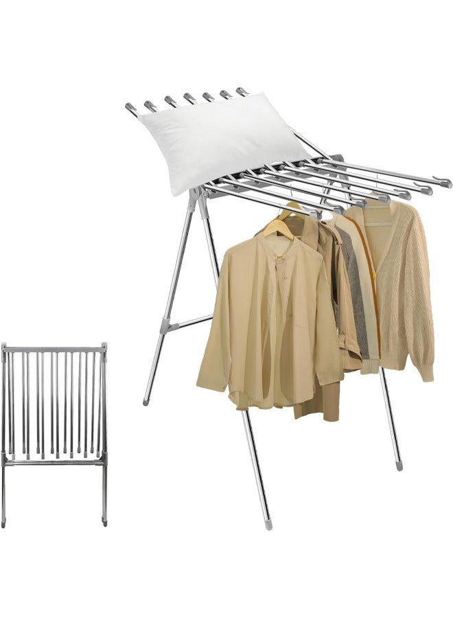 Taimi Drying Shelf Is Made Of Stainless Steel Foldable With A Tube Installed In The End To Install The Clothes And The Silver Slide Resistance - Image 2