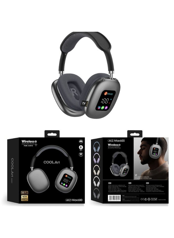 2026 model wireless Bluetooth headphones - smart color screen, over-ear type Bluetooth headphones with high sound quality and long battery life