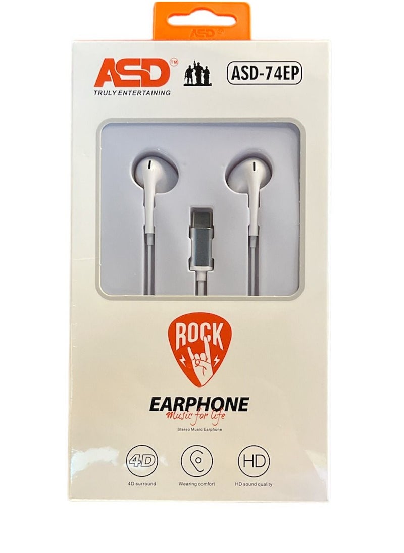 ASD - ASD-74EP USB-C Earphones – Premium Audio for iPhone 15 & Samsung Galaxy Devices - Image 1