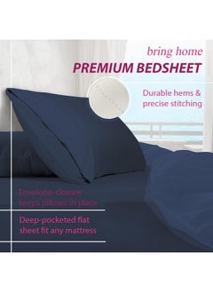 Trance Home Linen Trance Home Linen 300TC Pure 100% Cotton King Fitted Bedsheet with 2 Pillow Covers - (78 x 72 inch, Mediterranean Blue)  - Image 5