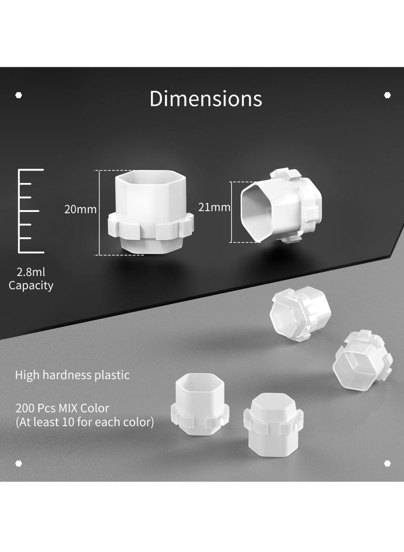 SYOSI كؤوس حبر الوشم SYOSI 200 قطعة، كؤوس بشكل خلية نحل 20 × 21 مم كؤوس شفافة لحفظ الحبر ملحقات الوشم (أبيض) - Image 2