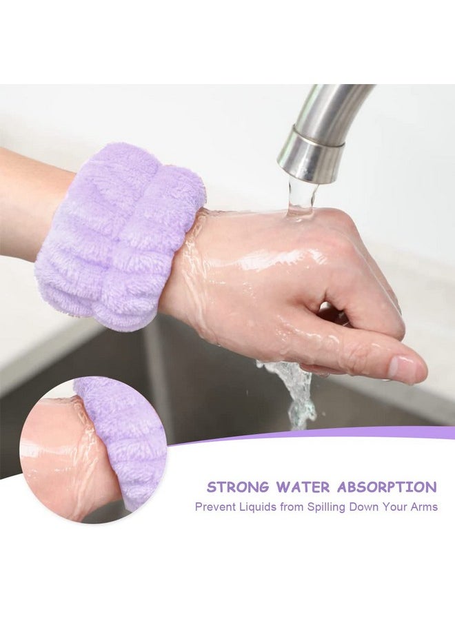maycreate - ® 3Pcs Facial Spa Headband Wristband Combo Set Elastic Microfiber Face Wash Hairband Wrist Wash Bands For Face Washing Makeup Yoga Fitness (Purple) - Image 1