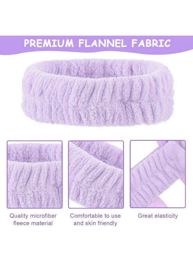 maycreate - ® 3Pcs Facial Spa Headband Wristband Combo Set Elastic Microfiber Face Wash Hairband Wrist Wash Bands For Face Washing Makeup Yoga Fitness (Purple) - Image 1