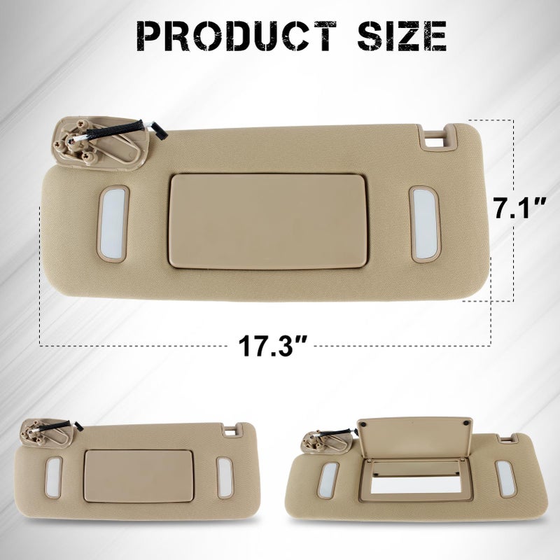 PEVAST Left Driver and Right Passenger Side Sun Visor Replacement for Chevrolet GMC 2007 2008 2009 2010 2011 2012 2013 2014,Sunvisor Replaces 22850307 22850311(Beige) - Image 3