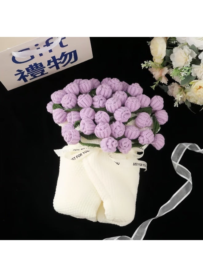 DIY Hand-woven Rose Blanket - 99 Purple Roses - Home/Office/Car - Image 1