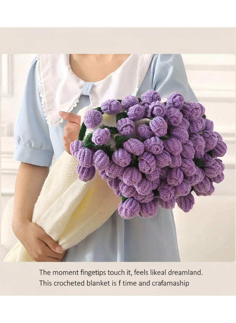 DIY Hand-woven Rose Blanket - 99 Purple Roses - Home/Office/Car - Image 3