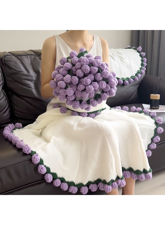 DIY Hand-woven Rose Blanket - 99 Purple Roses - Home/Office/Car - Image 4