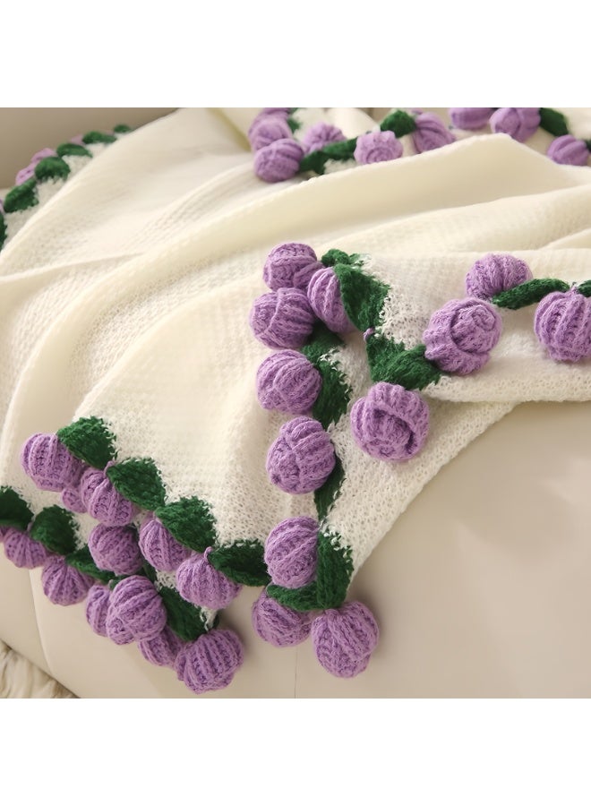 DIY Hand-woven Rose Blanket - 99 Purple Roses - Home/Office/Car - Image 5