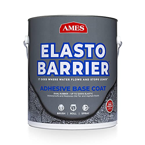 AMES SEB1 Elasto-Barrier Adhesive Base Coat-1 Gallon, Gray Primer Perfect for RV, Wood, Roofs and More-Expands and Contracts 1200% -Made in The USA, Grey Liquid Rubber - Image 1
