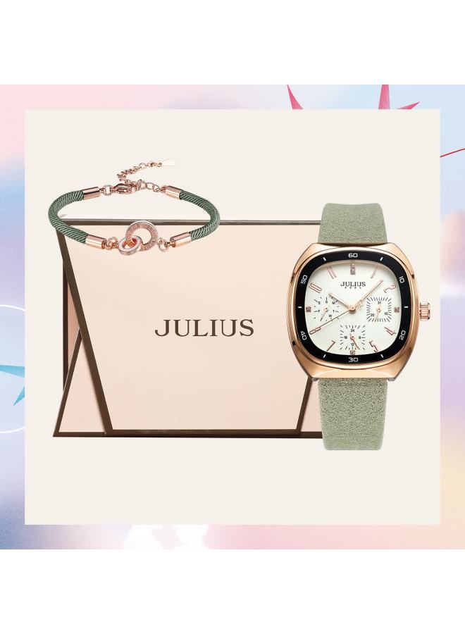 Julius جوليوس ساعة نسائية متعددة الوظائف بست عقارب - ساعة كوارتز للطالبات - هدية مع صندوق للفتيات - هدية للمهرجان - Image 4