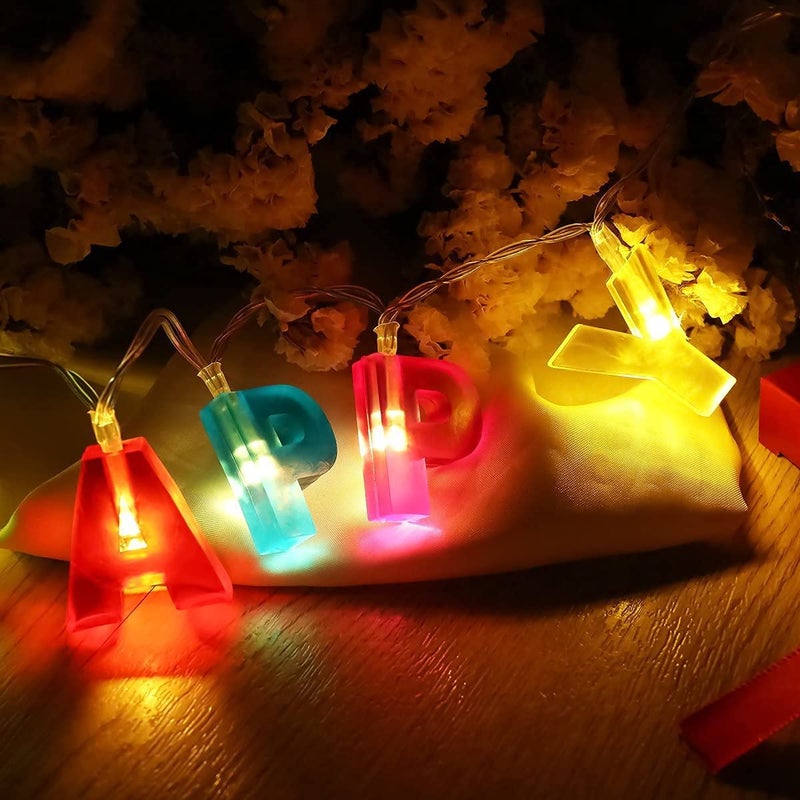 LOMESH LOMESH Happy Birthday Lights LED Letter String Lights for Indoor Christmas Birthday Party Decoration String Lights Multicolour - Image 5