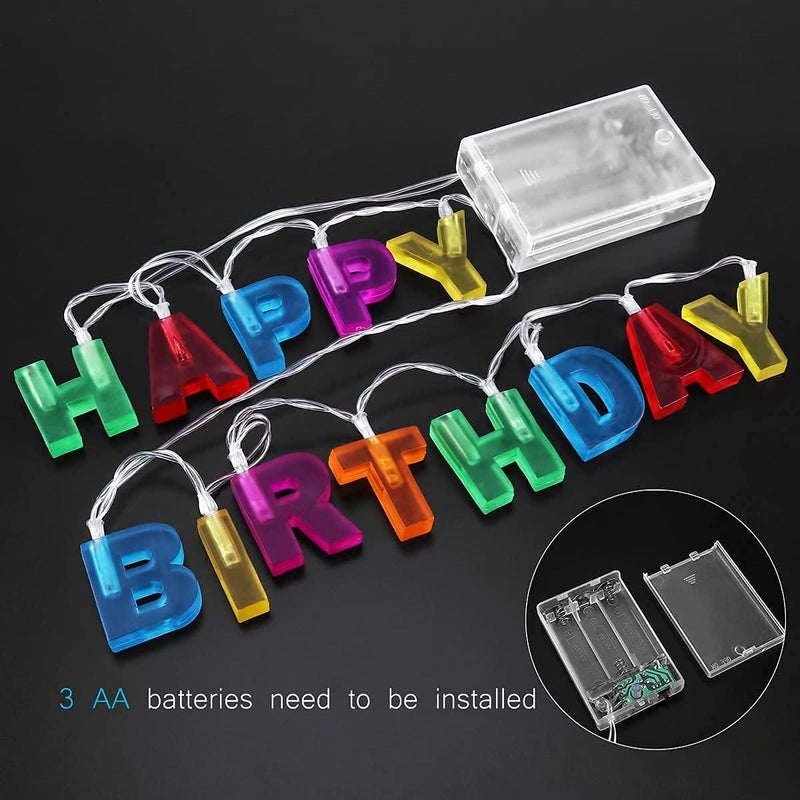 LOMESH LOMESH Happy Birthday Lights LED Letter String Lights for Indoor Christmas Birthday Party Decoration String Lights Multicolour - Image 4