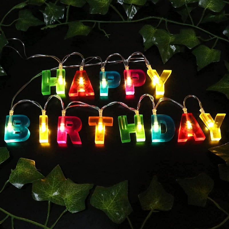 LOMESH LOMESH Happy Birthday Lights LED Letter String Lights for Indoor Christmas Birthday Party Decoration String Lights Multicolour - Image 1
