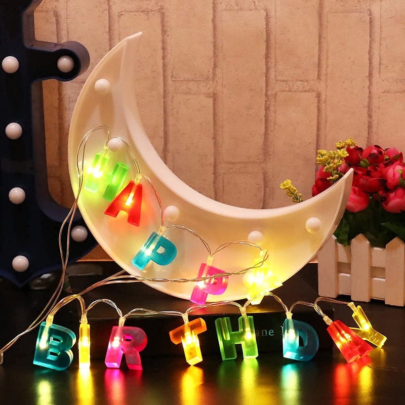 LOMESH LOMESH Happy Birthday Lights LED Letter String Lights for Indoor Christmas Birthday Party Decoration String Lights Multicolour - Image 2