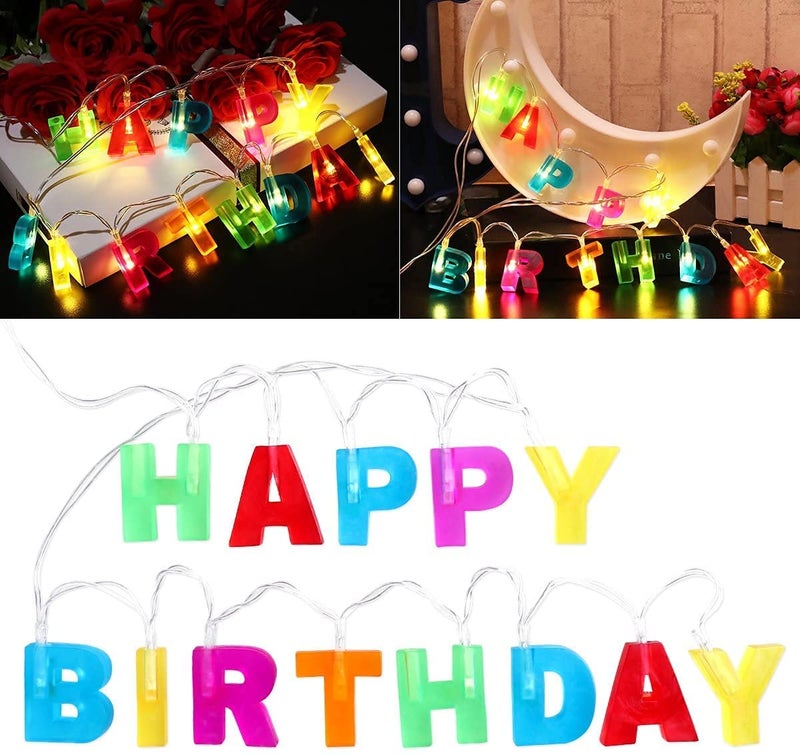 LOMESH LOMESH Happy Birthday Lights LED Letter String Lights for Indoor Christmas Birthday Party Decoration String Lights Multicolour - Image 3