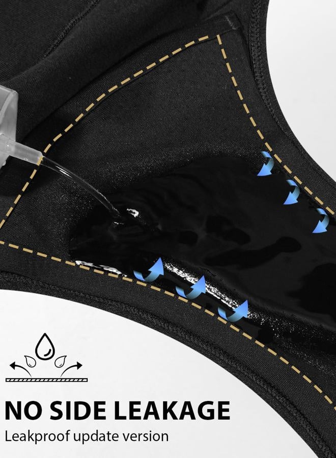 ALLBASE Women's Cotton Period underwear leakproof high absorbency 3 Pack Regular & Plus Size, Black, L - Image 4