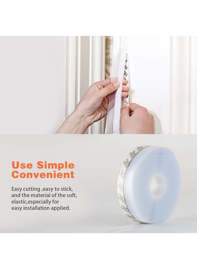 Weather Strip Silicone Sealing Strip, Adjustable Adhesive Window Seal Door Strip Bottom, Tape for Doors, Windows and Shower Glass Gaps, 300CM x 4.5CM - Transparent - Image 3