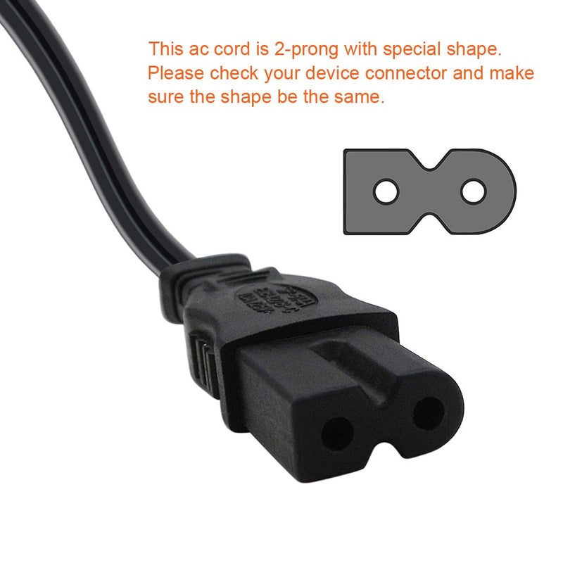 Powseed 6Ft 2 Prong Polarized AC Wall Power Cord Cable Plug for Sony PlayStation 1 2 PS1 PS2, Vizio Sharp Sanyo Emerson TV, Arris Router Modem, Bose Companion 3 5 Multimedia Speaker - Image 3