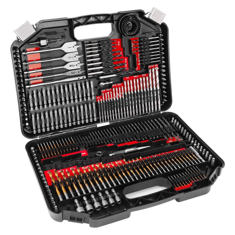 COMOWARE 246 Pcs Drill Bit Set with Case for Wood, Metal, Masonry, Cement and Screwdriver Bits - Image 1
