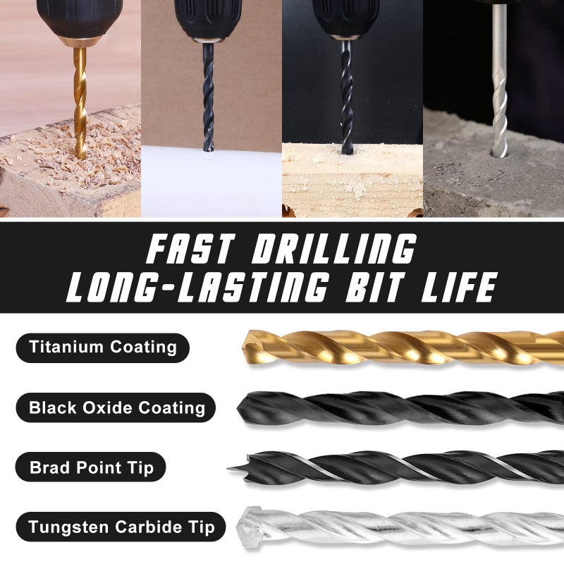 COMOWARE 246 Pcs Drill Bit Set with Case for Wood, Metal, Masonry, Cement and Screwdriver Bits - Image 3