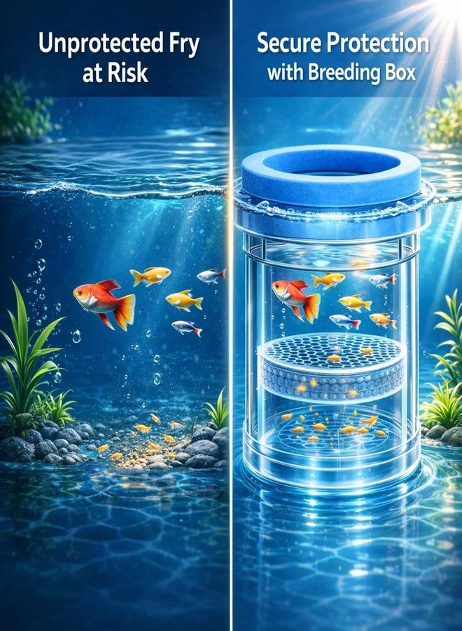 VAYINATO® Floating Fish Breeder Box for Aquarium - 11.5cm Double Layer Isolation Incubator with Foam Collar | Clear Fry Protection Box for Guppy, Betta & Small Fish - Image 2