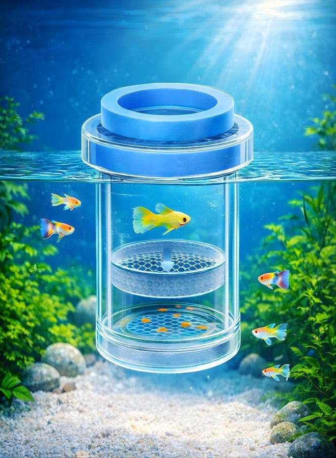 VAYINATO® Floating Fish Breeder Box for Aquarium - 11.5cm Double Layer Isolation Incubator with Foam Collar | Clear Fry Protection Box for Guppy, Betta & Small Fish - Image 1