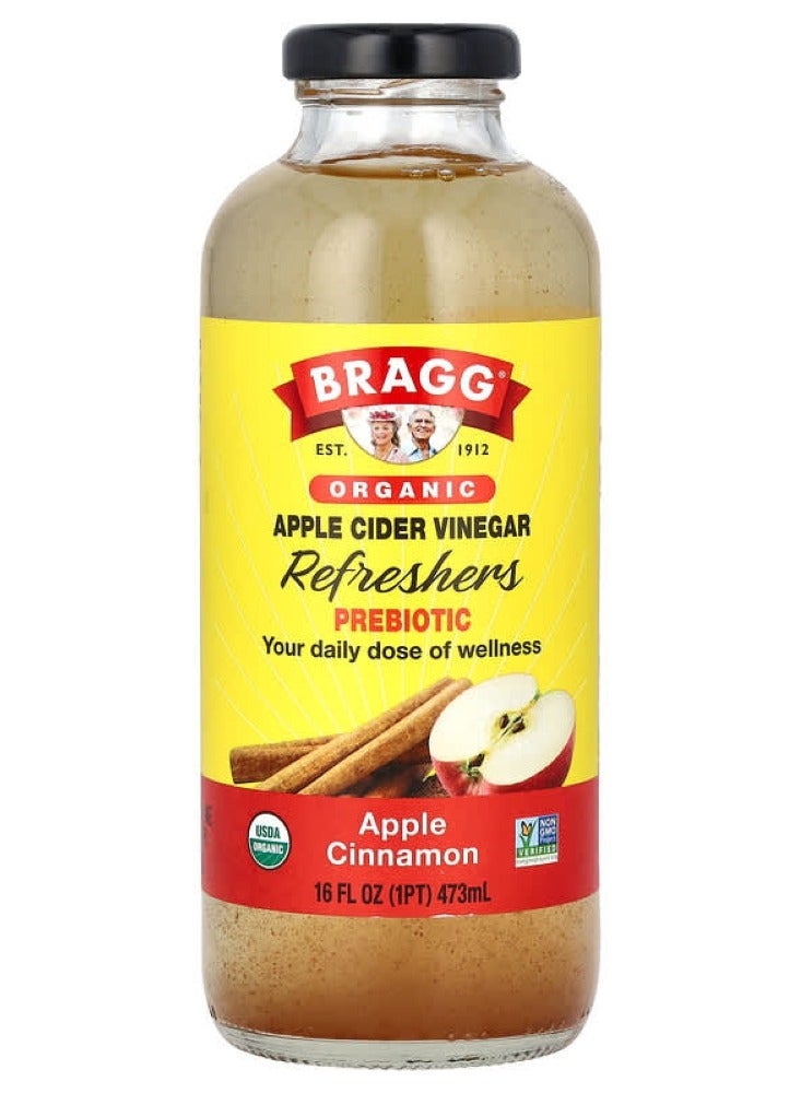 Bragg, Organic Apple Cider Vinegar Refreshers, Prebiotic, Apple Cinnamon, 16 fl oz (473 ml) - Image 1