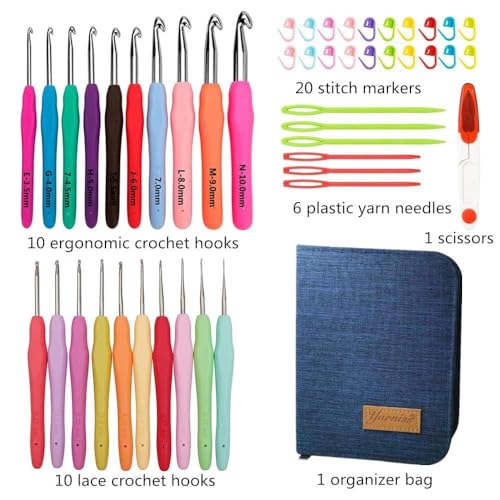 Yarniss 20 Sizes Crochet Hooks 0.5mm-10mm, Ergonomic Crochet Hooks Set with Case for Arthritic Hands - Image 2