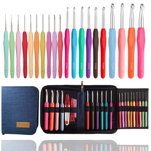 Yarniss 20 Sizes Crochet Hooks 0.5mm-10mm, Ergonomic Crochet Hooks Set with Case for Arthritic Hands - Image 1
