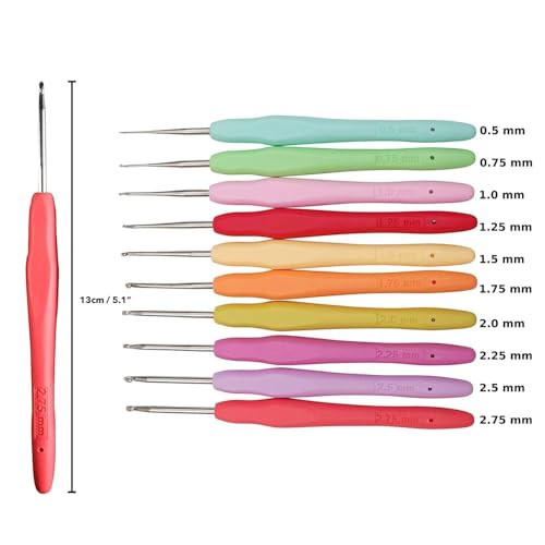 Yarniss 20 Sizes Crochet Hooks 0.5mm-10mm, Ergonomic Crochet Hooks Set with Case for Arthritic Hands - Image 3