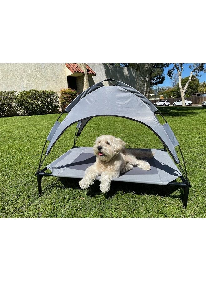 Maxworks PawStep 50723 Elevated Outdoor Dog Bed, Pet Cot w/Canopy for Camping, Beach or Park, 420D Oxford Fabric - Grey, Large - Image 5