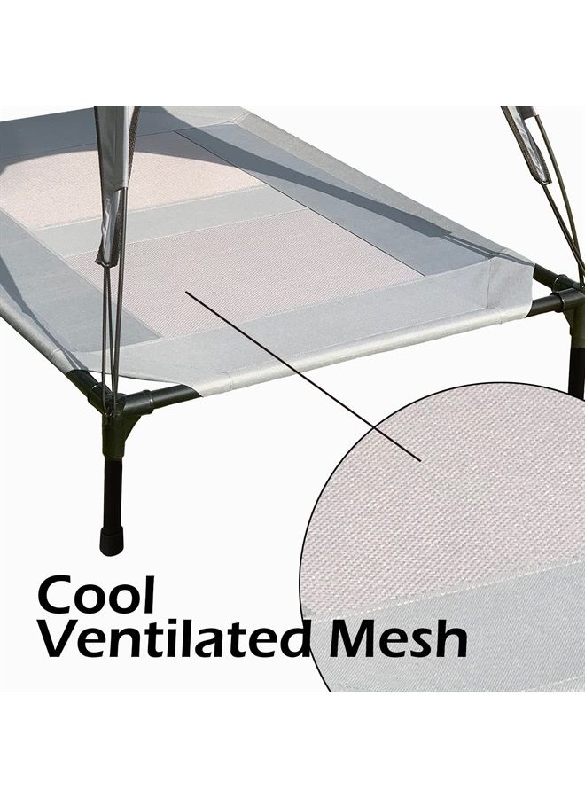 Maxworks PawStep 50723 Elevated Outdoor Dog Bed, Pet Cot w/Canopy for Camping, Beach or Park, 420D Oxford Fabric - Grey, Large - Image 2