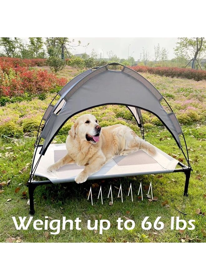 Maxworks PawStep 50723 Elevated Outdoor Dog Bed, Pet Cot w/Canopy for Camping, Beach or Park, 420D Oxford Fabric - Grey, Large - Image 3