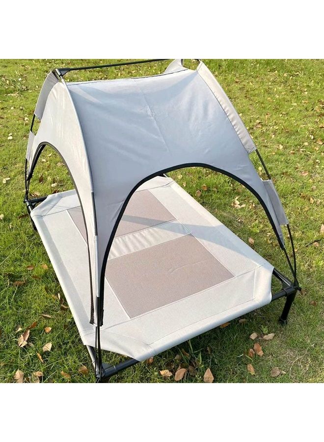 Maxworks PawStep 50723 Elevated Outdoor Dog Bed, Pet Cot w/Canopy for Camping, Beach or Park, 420D Oxford Fabric - Grey, Large - Image 4