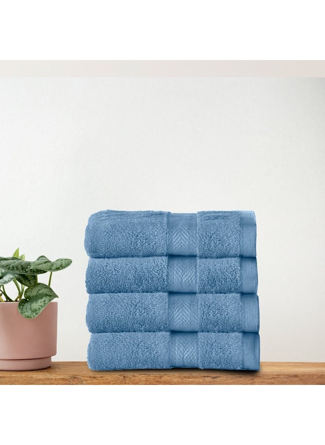 Rest Face Towel Set Of 4 Sky Blue Cotton Face Towel 30X30Cm , 12X12 Inch Luxury Face Cleansing Towel Soft Absorbent Lightweight Washable Quick Dry Spa Quality Beach Face Towel  - Image 1