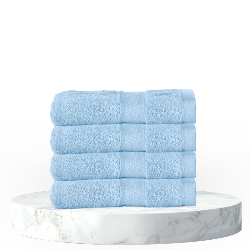 Rest منشفة وجه مجموعة من 4 منشفة وجه قطنية زرقاء سماوية 30x30 سم ، 12x12 بوصة منشفة تنظيف وجه فاخرة ناعمة ماصة خفيفة الوزن قابلة للغسل سريعة الجفاف بجودة منتجع صحي منشفة وجه شاطئية - Image 1